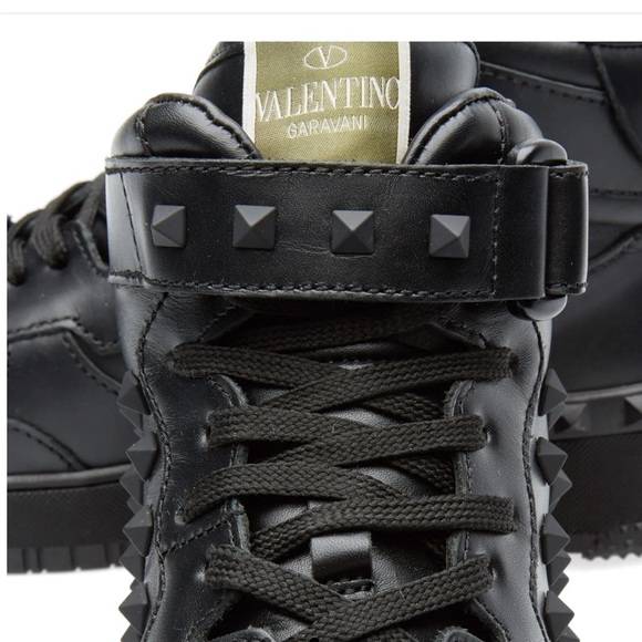 Valentino Rock Stud High Top Black Sneakers - Picture 3 of 9
